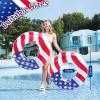 3 Pack Inflatable USA Flag Pool Floats for Kids Adults - 35.5 inch Swim Tubes Rings for Lake Pool Beach, Red White & Blue Pool Floaties Kid Teen Summer Pool Party America Flag Patriotic Toy view 2