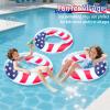 3 Pack Inflatable USA Flag Pool Floats for Kids Adults - 35.5 inch Swim Tubes Rings for Lake Pool Beach, Red White & Blue Pool Floaties Kid Teen Summer Pool Party America Flag Patriotic Toy view 4