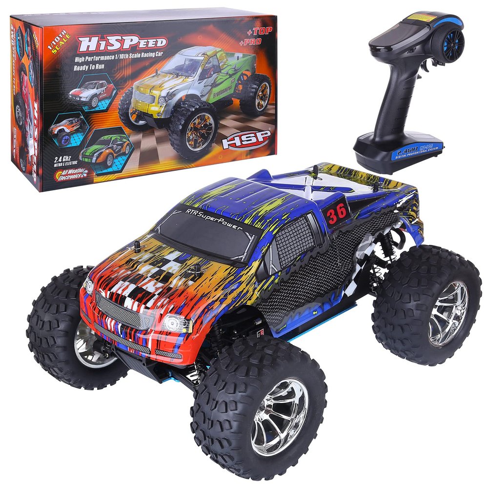 DERELOAS Gas RC Car - 1/10 HSP 94188 Nitro RC Car, 2.4G 4WD Off Road Monster Truck, 80km/h High Speed (RTR)