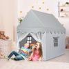 GLACER Kids Tent, Indoor Outdoor Play Tent w/Washable Padded Mat, Solid Wood Frame, Windows, Large Castle Princess Tent, Toddler Playhouse Tent for Boys Girls Gift, Tent for Kids (Gray) view 2