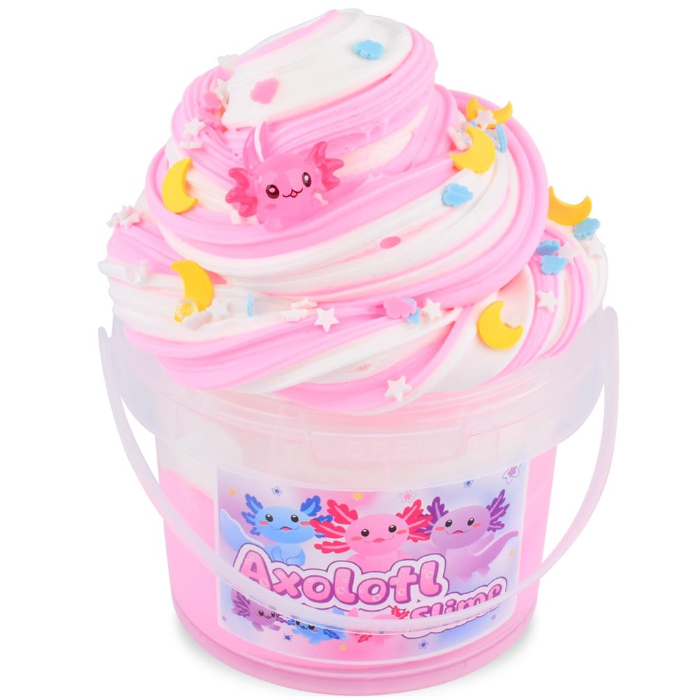 Pink Axolotl Butter Slime Kit, with Fun Slime Add Ins, Soft and Stretchy, Non-Sticky, Scented Slime Kit for Kids, Birthday Gifts for Boys & Girls, Classroom Rewards, DIY Stress Relief Toy