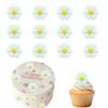 15 PCS Daisy Cupcake Toppers Little White Daisies Flowers Cake Decorations Picks White Flowers for Bridal Engagement BabyShower Birthday Party Spring Theme Decor Supplies view 1