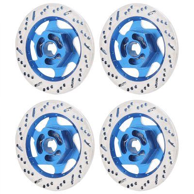 POENVFPO 4PCS RC Car Brake Disc,Aluminium Alloy Hex Adapter for 1/10 Remote Control Car Upgrade Parts (Dark Blue)
