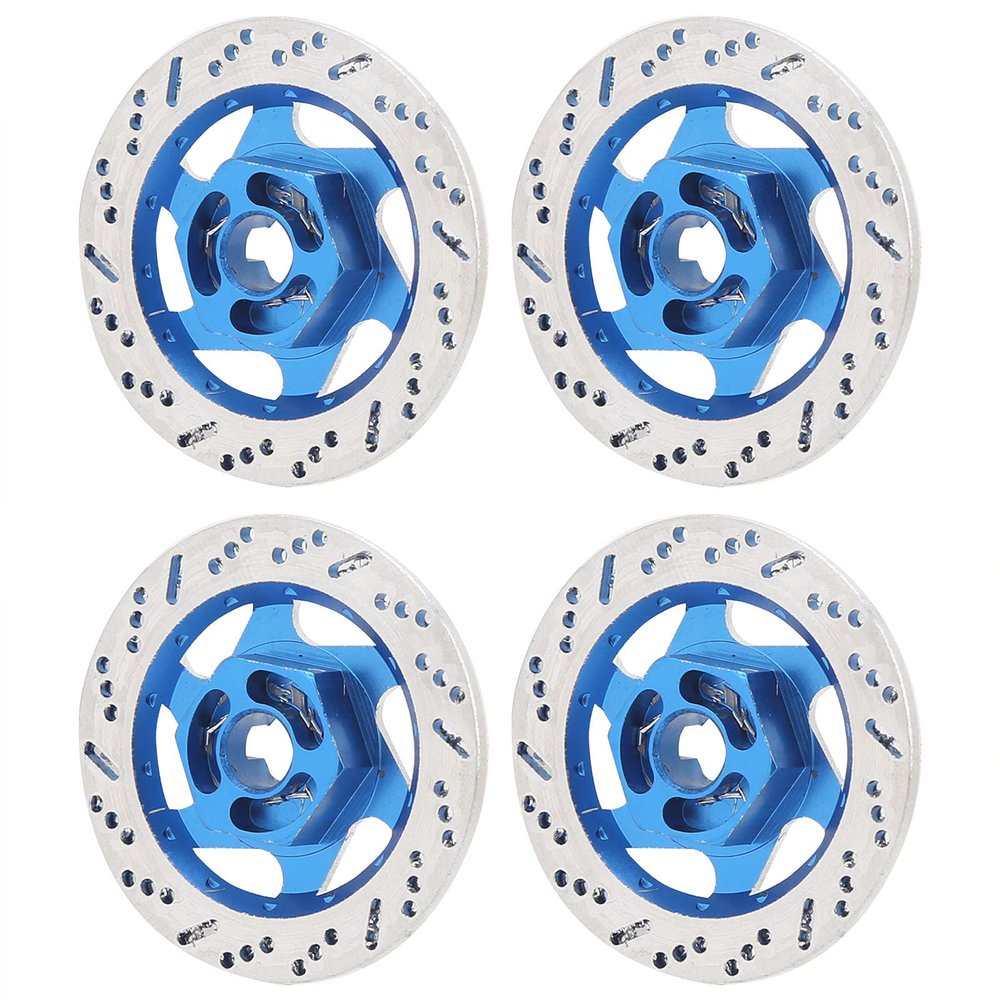 POENVFPO 4PCS RC Car Brake Disc,Aluminium Alloy Hex Adapter for 1/10 Remote Control Car Upgrade Parts (Dark Blue)