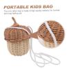 TOGEVAL 1pc Mini Rattan Basket Shaped Bag for Boy Girl Cute Cross-body Woven Purse Adorable Photo Prop for Lightweight Design for Parties and Everyday Use view 3