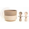 Sperric Silicone Baby Feeding Set - Infant Suction Bowls with Lids and Spoons | BPA Free Toddler Self Feeding Utensils for 0-6 Months, Tan view 1