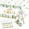 3 PCS House Warming Party Tablecloth Home Sweet Home Birthday Decorations Table Cover Housewarming Rustic Floral Plastic Rectangle Party Tablecloth for New House Wedding Party Supplies, 54 x 108 Inch view 1