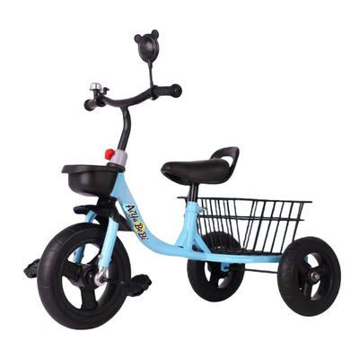 AIYOBEBI Children's Tricycle, Anti Roll Over Pedal Bike with Rear Bucket Basket 2-6 Years Old Stroller, Baby Toy Car, Trikes Toddlers, for Girl and Boy-Plastic Basket. (Blue)