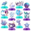 12 Pcs Mermaid Honeycomb Centerpiece, Mermaid Birthday Party Under The Sea Table Decorations Supplies for Ocean Mermaid Theme Birthday Baby Shower Party view 1