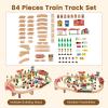 MAT EXPERT Train Table, Wooden Kids Activity Table w/Storage, 84 PCS Toys, Table Map & Drawer for Building, Race Track Toy Car, Toddler Play Toy Train Table Set w/Reversible Tabletop, Boys & Girls view 4