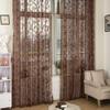 HooHero Coffee Gorgeous Balcony Kids Baby Room 50 Width Sheer Curtains Home Decoration Floral Pattern Jacquard Design Lace view 1