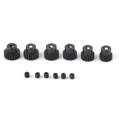 6pcs RC Motor Pinion Gear, 17-22T Metal Motor Pinion Gears Set Kit, 48DP 3.175mm, Suitable for 1/10 RC Cars Motor