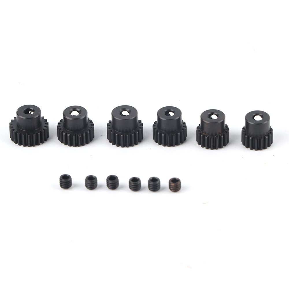 6pcs RC Motor Pinion Gear, 17-22T Metal Motor Pinion Gears Set Kit, 48DP 3.175mm, Suitable for 1/10 RC Cars Motor