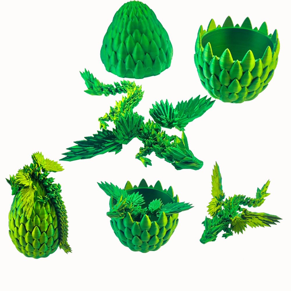 Aesinos 3D Printed Dragon in Eggs Wing Dragon Egg,Crystal Dragon in Dragon Egg,3D Dragon, Dragon Eggs with Dragon Inside 3D Printed Animals Desk Decoration 3D Printed Dragon with Wings (Golden Green)