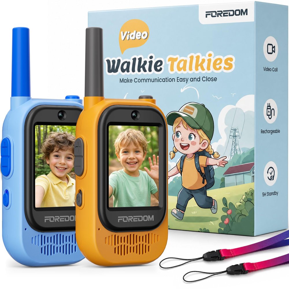 FOREDOM Rechargeable Video Walkie Talkies for Kid Long Range for Boy & Girl