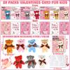 28 Pack Valentines Day Gifts for Kids Classroom Valentines Cards for Kids School Mini Bear Plush Toys Keychains Valentines for Boys Girls Class Valentines Exchange Cards Valentine Party Favors Prizes view 2