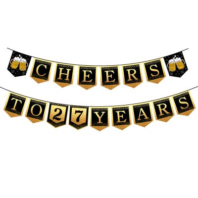 27th Happy Birthday Banner, 27 Year Old Birthday Decorations for Women or Men, Amazing Party Bunting Decoration, Hanging Decor for Her or Him