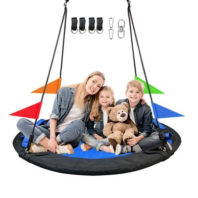 48 Inch Tree Swing for Kids OutdoorSpider Web Tree Swing,1000Lb Weight Capacity900D Oxford Waterproof with Handles, with 71" Detachable Nylon Rope Swivelfor Backyard, Playground (Black-48Inch)