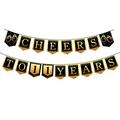 11th Happy Birthday Banner, 11 Year Old Birthday Decorations for Girl or Boy, Amazing Party Bunting Decoration, Hanging Decor for Daughter or Son