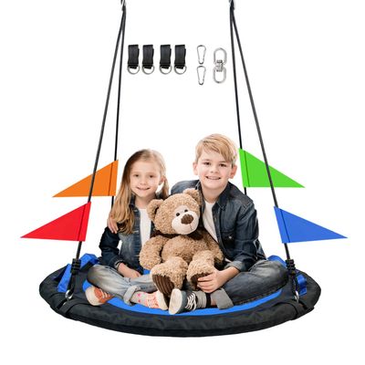 40 Inch Tree Swing Spider Web Tree Swing,800Lb Weight Capacity,900D Oxford Waterproof with Handles, with 71" Adjustable Hanging Strapsfor Backyard,Gifts for Kids Playground (Black-40Inch)