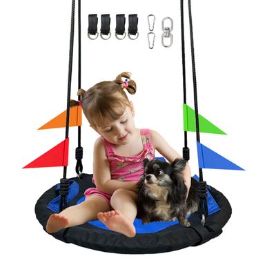 24 Inch Tree Swing Spider Web Tree Swing,700Lb Weight Capacity,900D Oxford Waterproof with Handles, with 71" Adjustable Hanging Strapsfor Backyard,Gifts for Kids Playground(Black-24Inch)