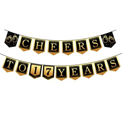 17th Happy Birthday Banner, 17 Year Old Birthday Decorations for Girl or Boy, Amazing Party Bunting Decoration, Hanging Decor for Daughter or Son
