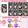 28 Pack Valentines Day Gifts for Kids Classroom with Galaxy Slime Kit Valentines Day Cards for Kids Class, Valentines for School Valentines Exchange Cards Party Favors Classroom Exchange Gift Set view 2