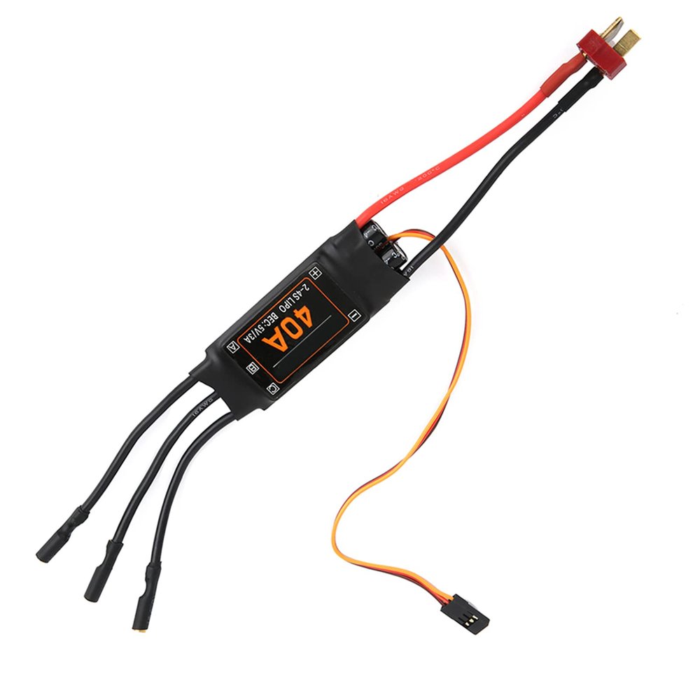 ANGGREK RC Brushless ESC, 40A Speed Controller Brushless ESC RC Drone Helicopter FPV Parts Accessories Eletronic Speed Controller for RC Remote Control (Black)