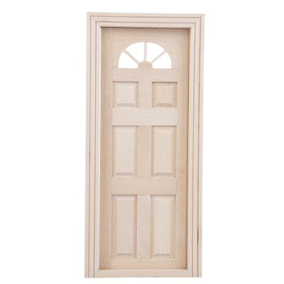 1/12 Dollhouse Miniature Wooden Double Window Frame Door, Birch Material, Accessory, Colorful Life Scene Decoration (Six-Frame Door