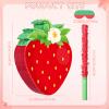 Aoriher Strawberry Piata Red Strawberry Party Game Set Summer Fruit Piata Berry Birthday Decoration with Stick and Mask for Summer Fruit Theme Birthday Baby Shower Party Game Supplies Decoration view 3