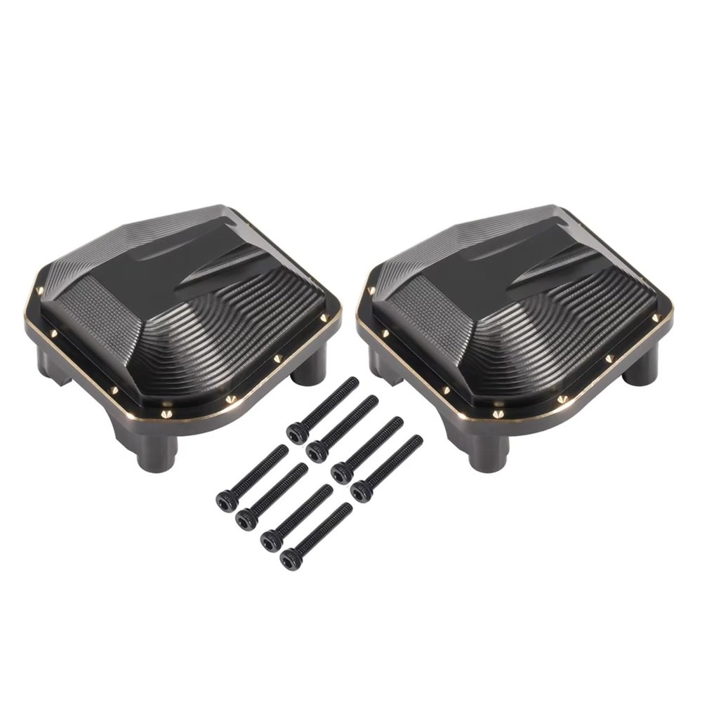 RC Car Repair Kit for Axial for SCX10 PRO 1/10 Scale RC Comp Car Crawler 4x4 for LCG for Chassis Front Rear Axle Upgrade Parts 33g Black Coating Brass Diff Cover(2 pcs)