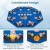 Giantex 48" Poker Table Top, 8 Player Foldable Texas Holdem Poker Mat Layout w/Carrying Bag, Cup Holders, Chip Trays, Portable Anti-Slip Blackjack Octagonal Poker Table Topper for Card Casino Game view 2