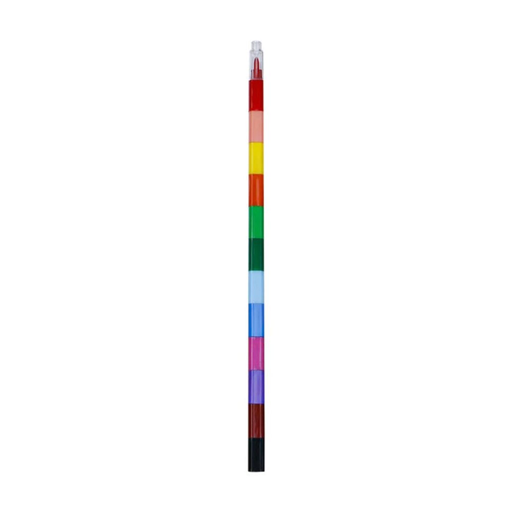 12 Colors Stackable Puzzle Crayon Pens Total Length 10'' Kids Students Coloring Set for Home Party