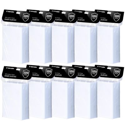 1000 Pack Inner Card Sleeves, Premium Clear Inner Sleeves for Double-Sleeving, Protect All Your Standard Card, Trading Cards, 64x89mm