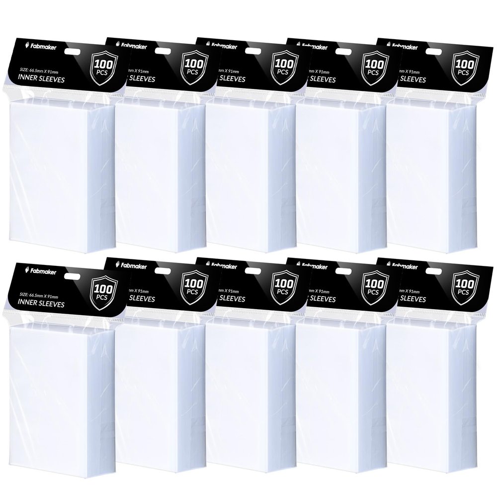 1000 Pack Inner Card Sleeves, Premium Clear Inner Sleeves for Double-Sleeving, Protect All Your Standard Card, Trading Cards, 64x89mm