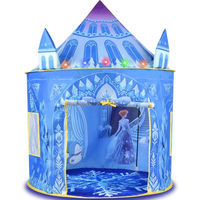 Amplov Princess Pop Up Play Tent, Frozen Toys for Girls, Large 53" x 41" Indoor/Outdoor Ice Castle Playhouse with LED Lights and Carrying Bag, Ideal Gift for Ages 3-9