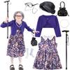 100 Days of School Old Lady Costume for Kids Girls,100th Day Old Lady Wig Granny Grandma Dress Up view 1