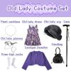 100 Days of School Old Lady Costume for Kids Girls,100th Day Old Lady Wig Granny Grandma Dress Up view 4