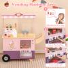 HONEY JOY Kids Ice Cream Cart & Shop, Wooden Grocery Store w/Play Food, Vending Machine, Ice Cream Maker, Screen, Dessert Display Stand, Truck - Gift for Boys & Girls (Pink) view 2