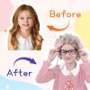 100 Days of School Old Lady Costume for Kids Girls,100th Day Old Lady Wig Granny Grandma Dress Up view 3