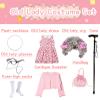 100 Days of School Old Lady Costume for Kids Girls,100th Day Old Lady Wig Granny Grandma Dress Up view 4