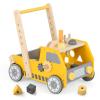 HONEY JOY Baby Push Walker, Adjustable Speed Baby Walker, Wooden Toy Tool Bench & Car Walker w/Shape Sorter, Develop Motor Skills & Creativity, Push Toys for Babies Learning to Walk, Gift, Yellow view 1