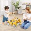 HONEY JOY Baby Push Walker, Adjustable Speed Baby Walker, Wooden Toy Tool Bench & Car Walker w/Shape Sorter, Develop Motor Skills & Creativity, Push Toys for Babies Learning to Walk, Gift, Yellow view 2