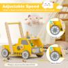 HONEY JOY Baby Push Walker, Adjustable Speed Baby Walker, Wooden Toy Tool Bench & Car Walker w/Shape Sorter, Develop Motor Skills & Creativity, Push Toys for Babies Learning to Walk, Gift, Yellow view 4