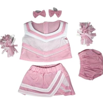Plush Gear Pink & White Cheer Uniform for Plush Toy Outfit - Cute Cheerleader Dress-Up Set Your Buddy Friends, Make Your Own Stuffed Animal, Fits Most 6"-10" Soft Toys!