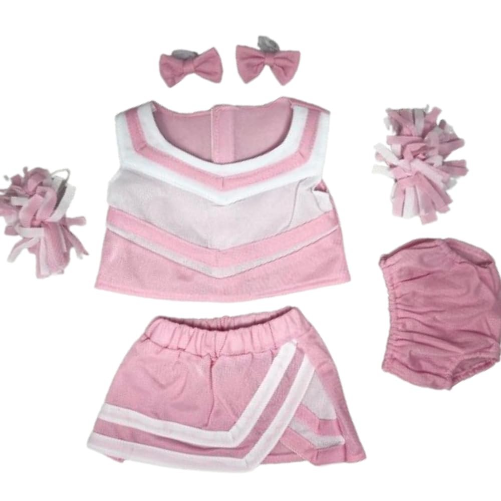 Plush Gear Pink & White Cheer Uniform for Plush Toy Outfit - Cute Cheerleader Dress-Up Set Your Buddy Friends, Make Your Own Stuffed Animal, Fits Most 6"-10" Soft Toys!