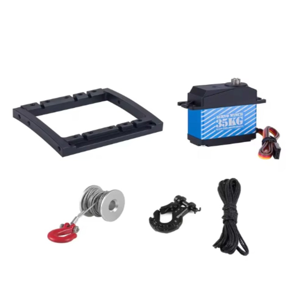 Steering/Winch Dual Servo Mount for 1/10 RC Rigs Crawler Capra SCX10 II Axle Comp TGH Rails LCG Chassis Kit Upgrade Part (Black Blue Set)