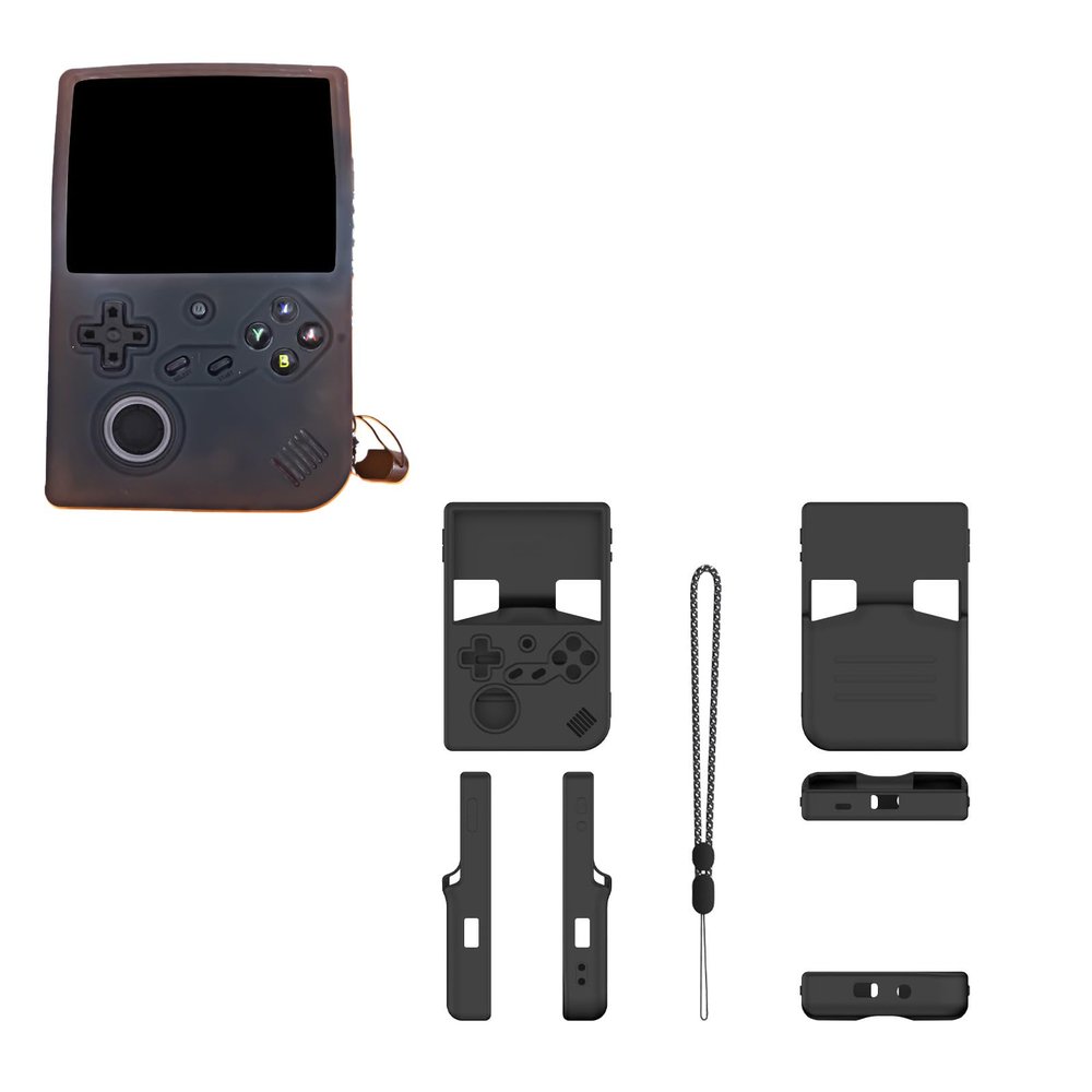 TEHAOUU Silicone Protective Case for ANBERNIC RG40XXV Anti-Slip Anti-fall Washable Anti-Scratch Dust prevention Shockproof Cover with Lanyard Handheld Game Console Storage Box Accessories