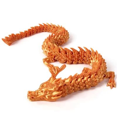 3D Printed Dragon,Chinese Dragon,12inch Flexible Articulated Dragon,Dragon Fidget Toys for Flexible Joints Luck Dragon for Home Office Desk Decoration,ADHD Toys, Surprise Fantasy Gifts(Brown)