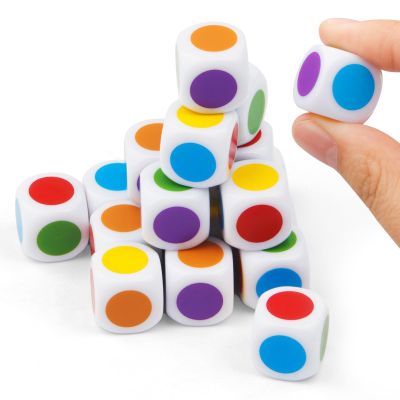 16MM Blank on Each Face D6 Six Sided Dice 20PCS Cube Game Dice Teaching Plastic Cubes for Education Classroom Teaching Mathing Board Game Playing Rolling
